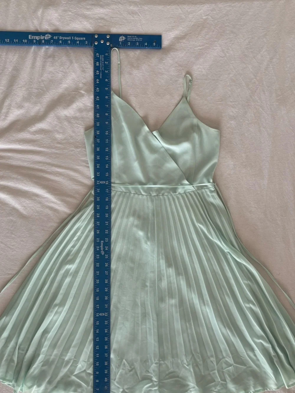 Mint Green Chiffon Pleated Midi Dress Cottagecore Fairy Romantic Garden Party - Picture 8 of 14